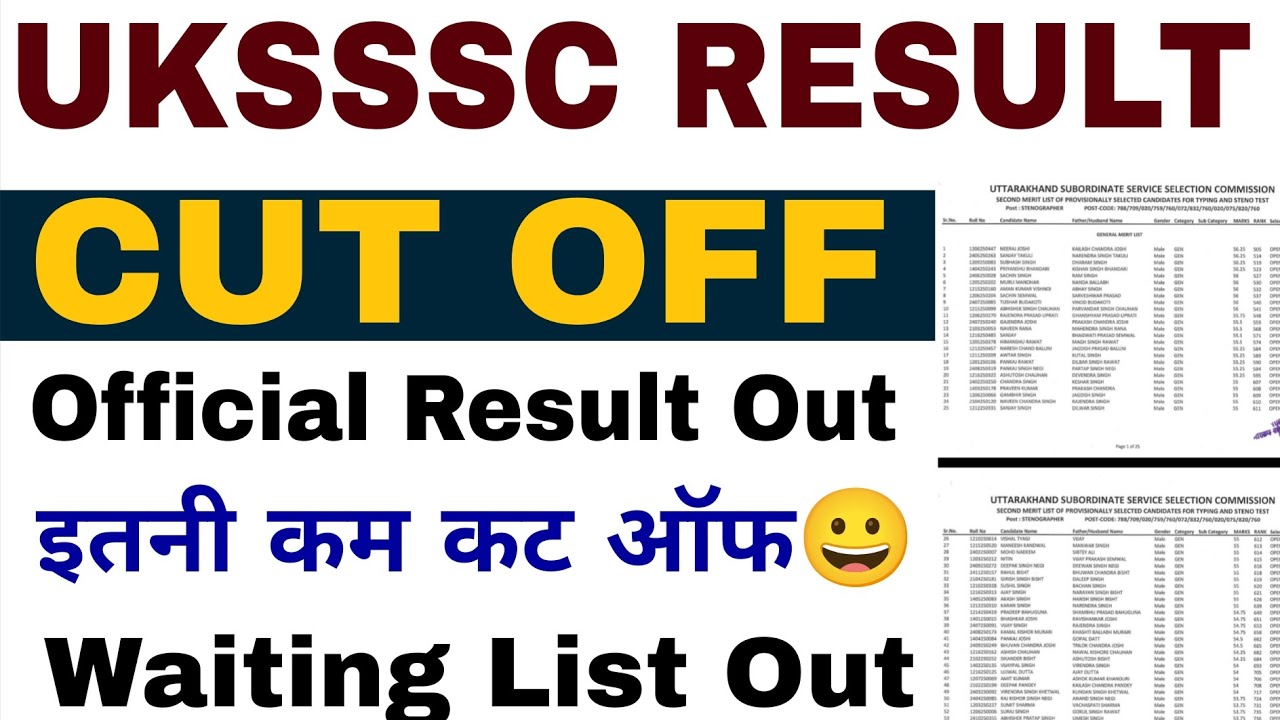 Uksssc Official Result Out | Uksssc Stenographer Result Out | Uksssc Personal Assistant Result 2025