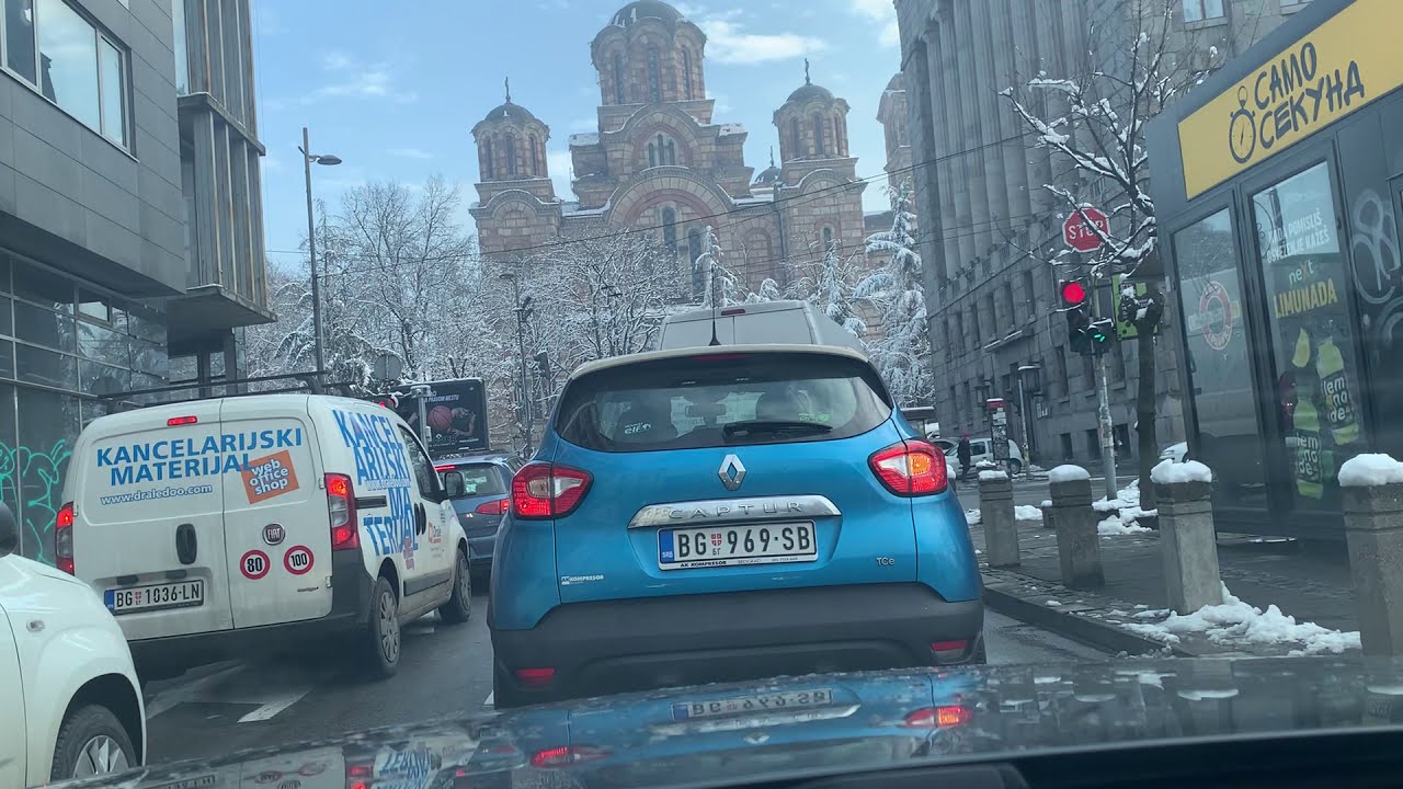 Beograd, vožnja od crkve Svetog Marka, niz Kneza Miloša, preko Dedinja do VMA i SC Banjica