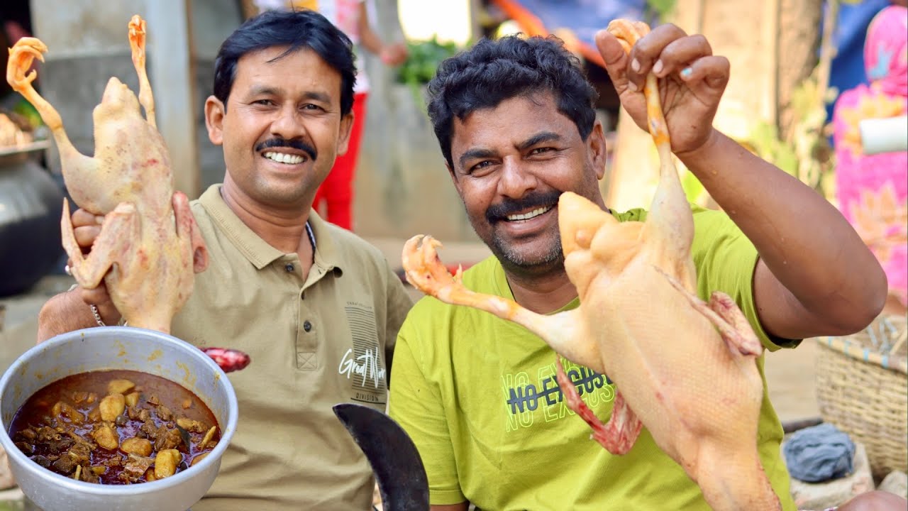 3Kg ওজনের হাঁস কেটে রান্না সাথে জমিয়ে খাওয়া দাওয়া ॥