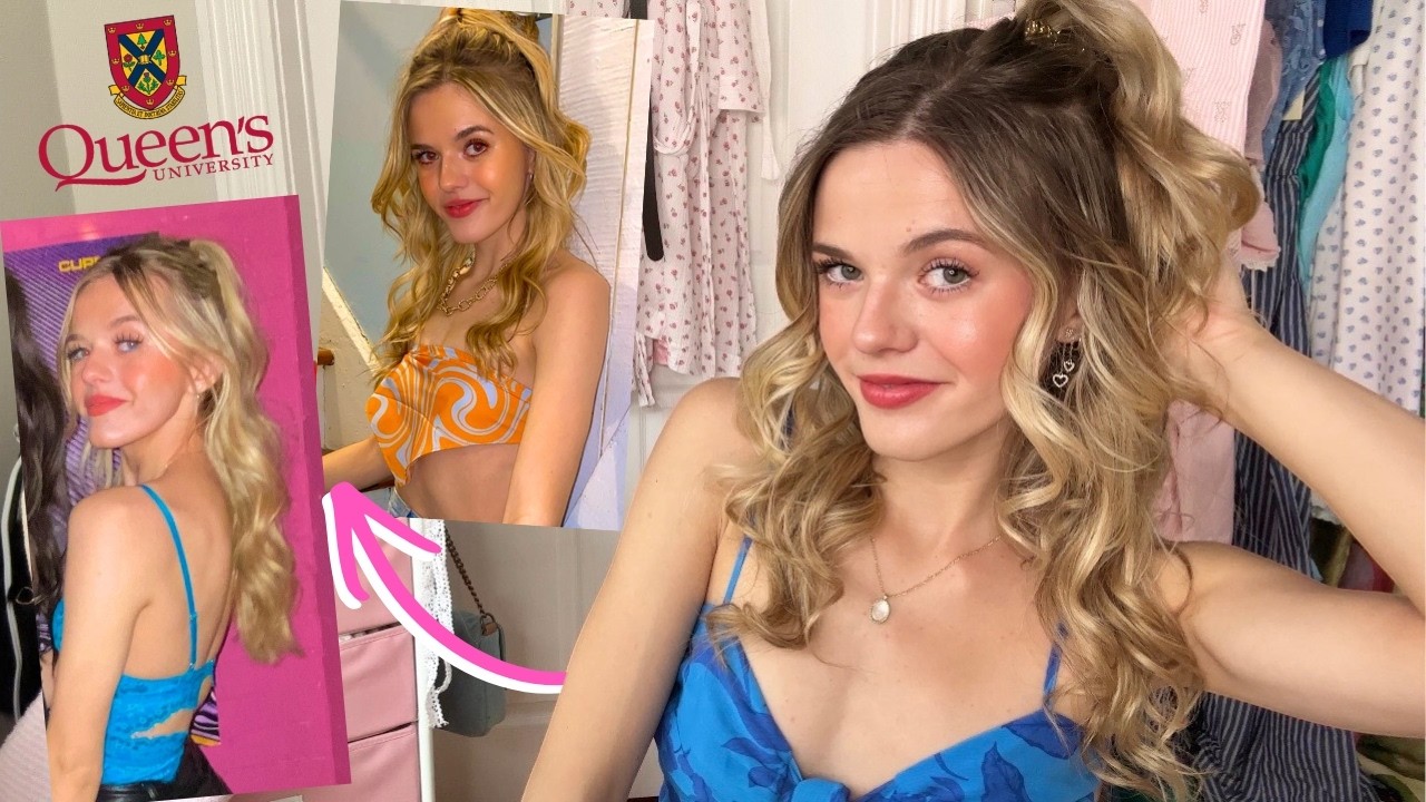 recreating my go to university party look ‎‧₊˚🪩  (grwm: makeup, hair, outfit)