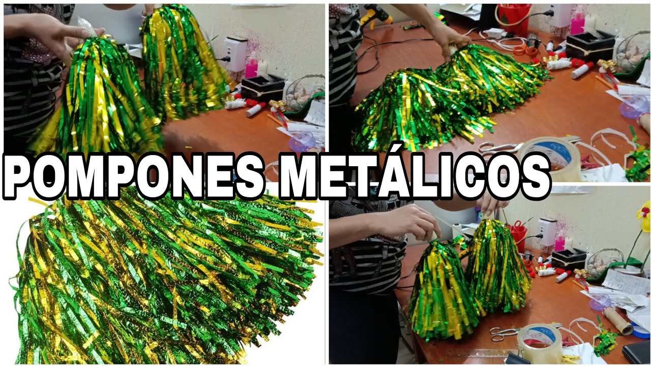 Pompones de porrista con CORTINAS DE FIESTA, pompones o mechudos con CORTINAS METÁLICAS 