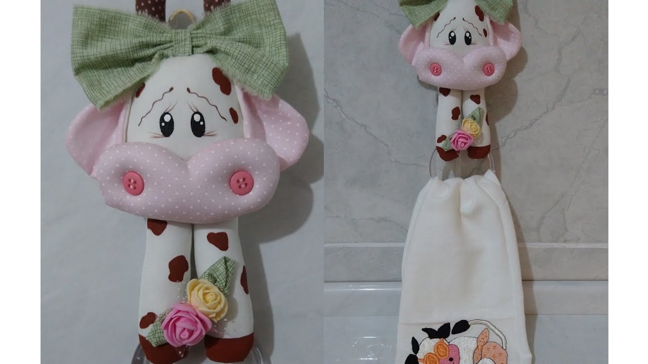 Vaquinha porta pano de prato! Fácil, rápida e linda! Decoração de cozinha! Cow