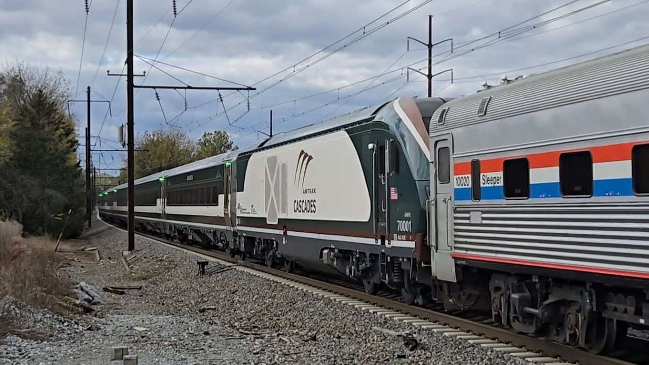 Amtrak CASCADES AIRO and Various High Speed Trains on the Keystone Corridor in Mt. Joy, PA