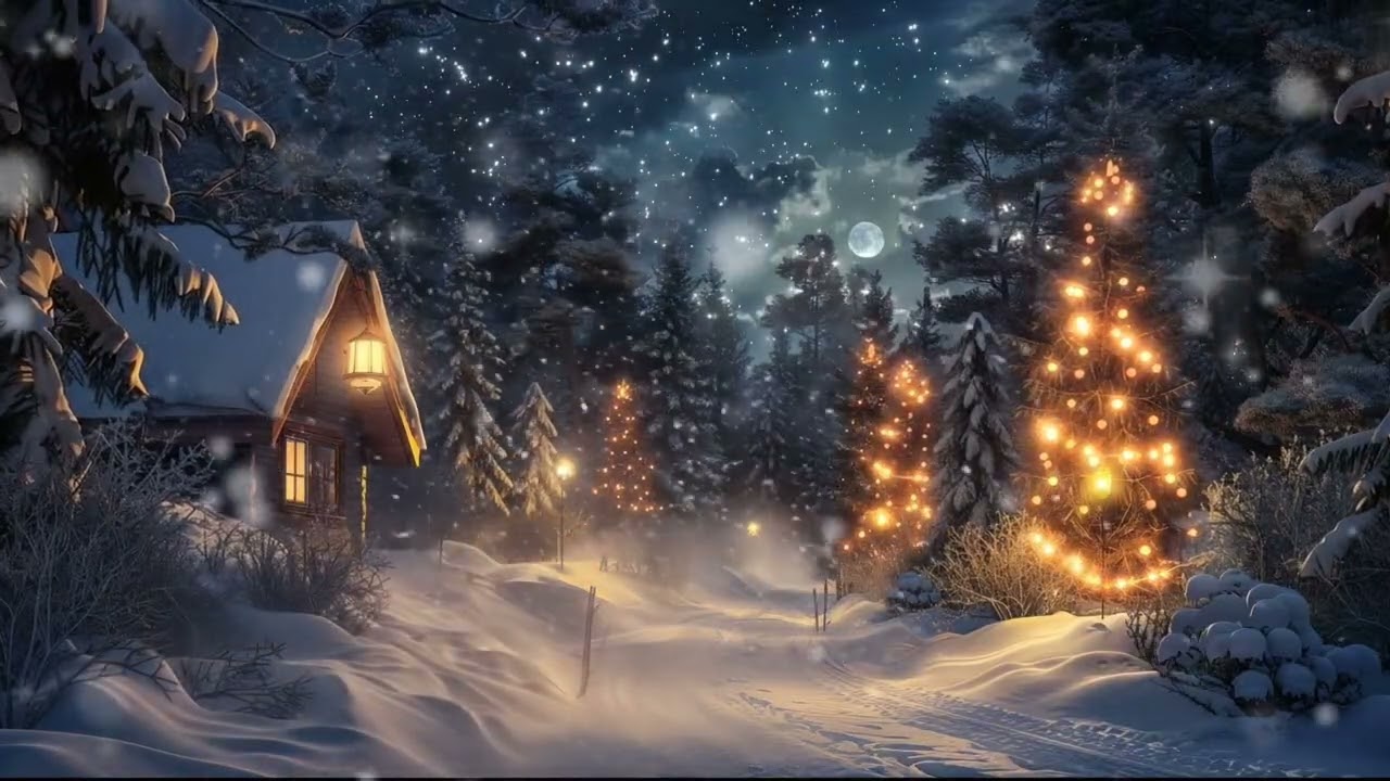 Winter Christmas Forest Night | Relaxing Snowy Landscape Music for Sleep & Meditation