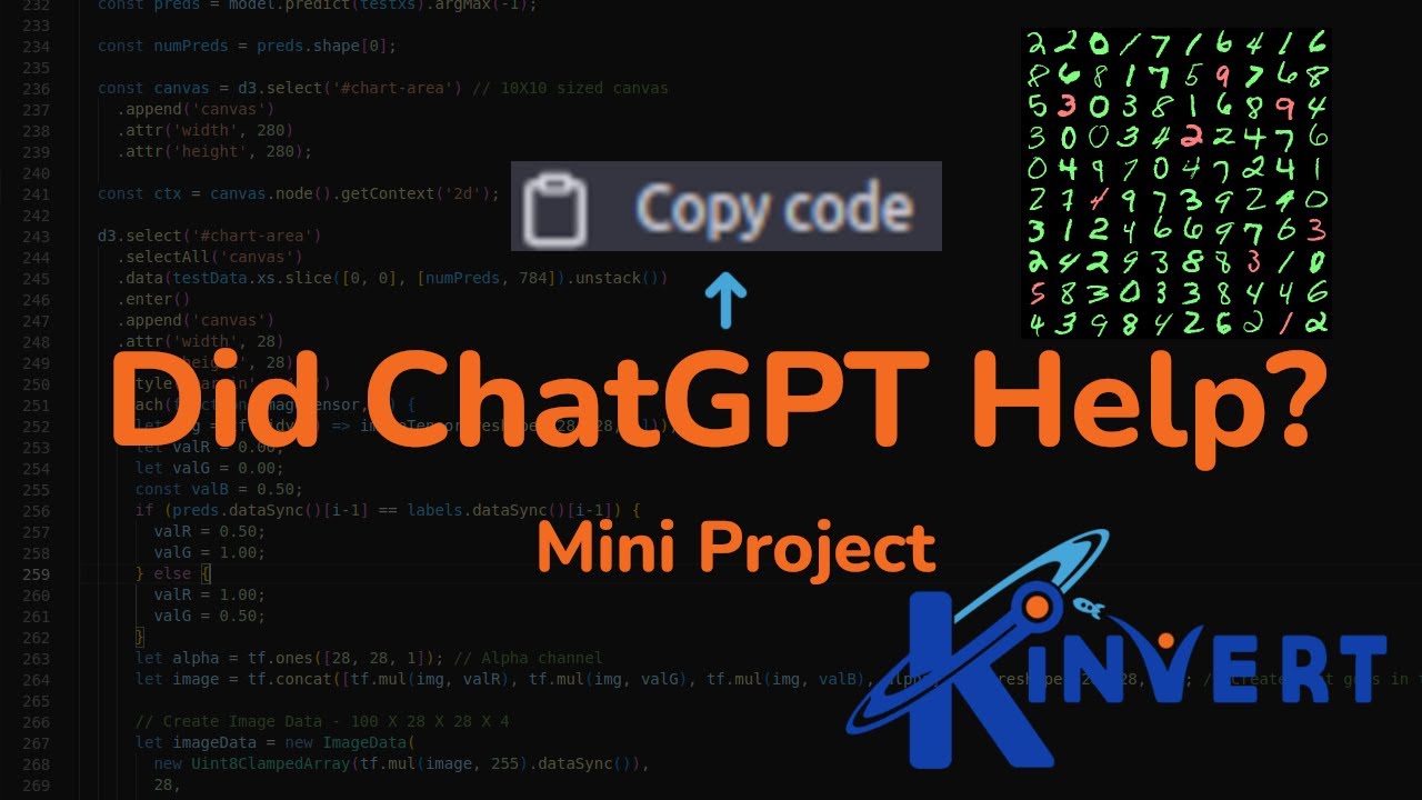 OpenAI ChatGPT - Was it Helpful? D3 MNIST Visualization Using TFJS 02 - TensorFlow JS | Kinvert