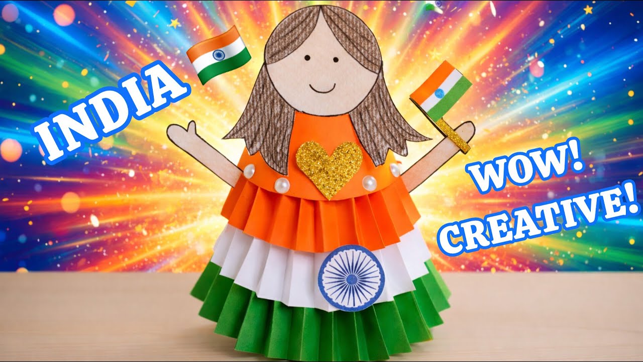 Republic Day school activity craft for kids Make Tricolor Doll Easy Independence fun 