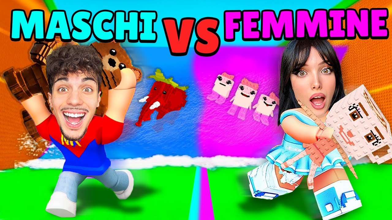 MASCHI vs FEMMINE con LA FORTUNA INFINITA su SALVA i BRAINROT dallo TSUNAMI!
