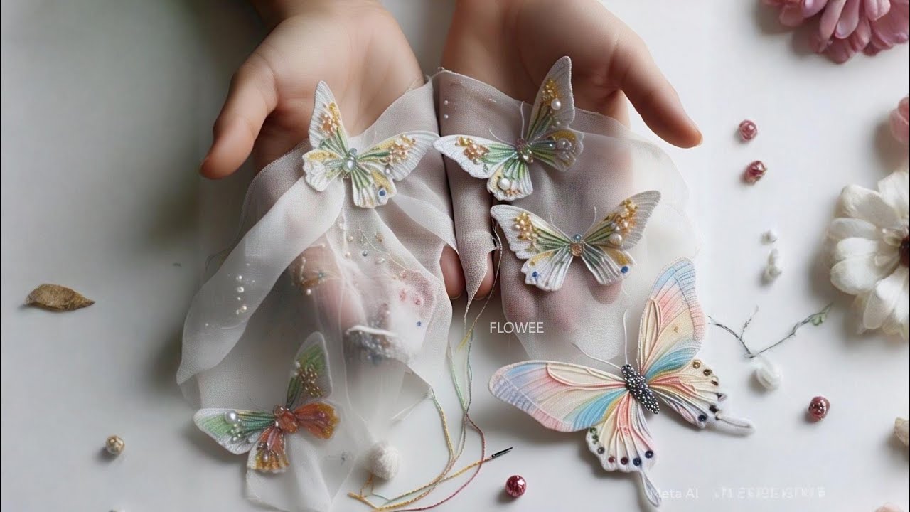 делаем бабочек из атласной ленты и фланели - Diy crafts