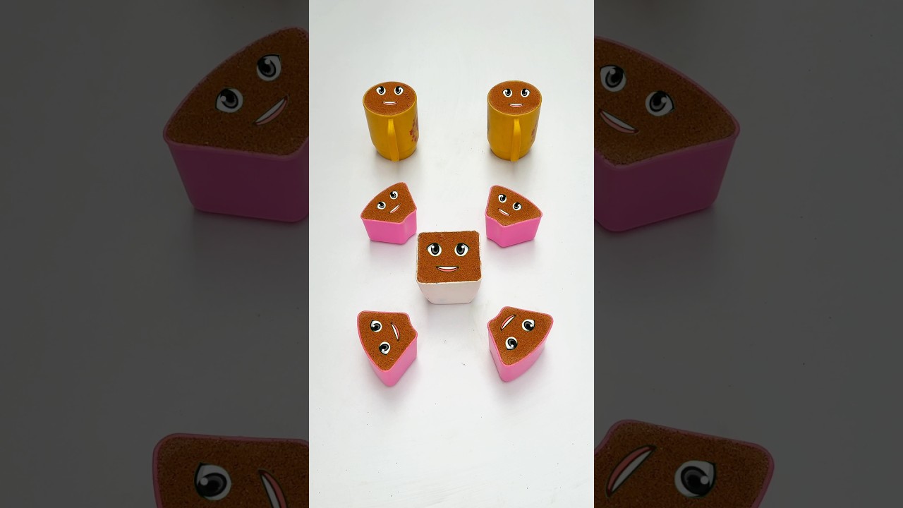Oddly Satisfying Kinetic Sand Faces Crushing | Cute Shapes Hammer Smash ASMR #shorts