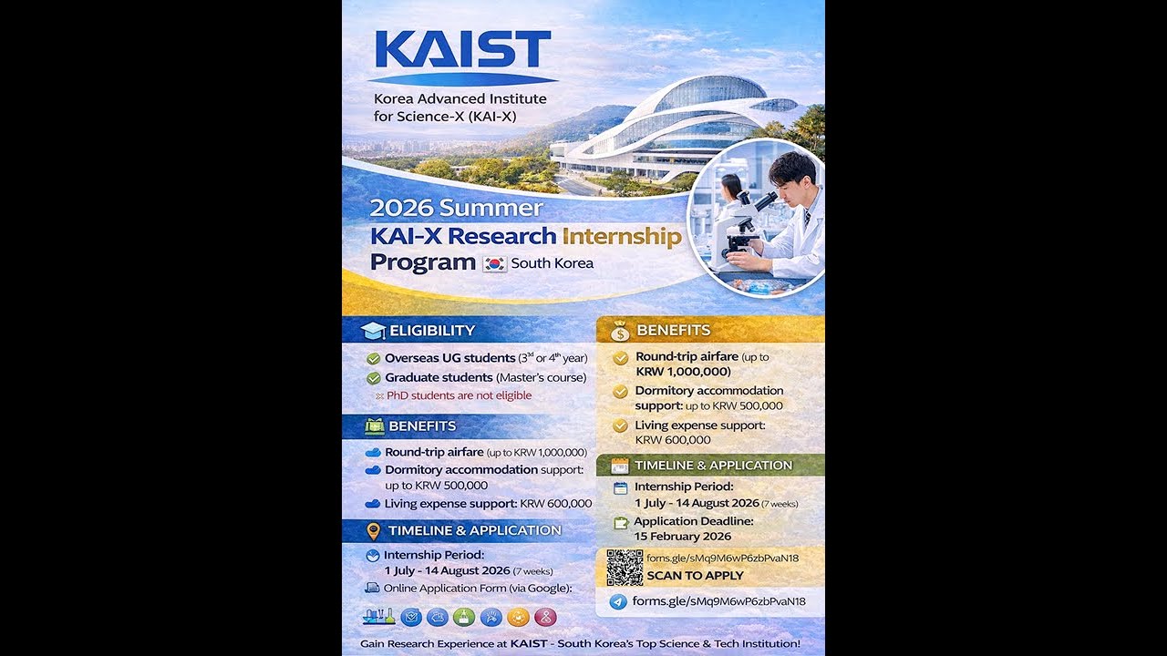KAIST-X Summer Research Internship 2026 | Fully Funded Internship 2026