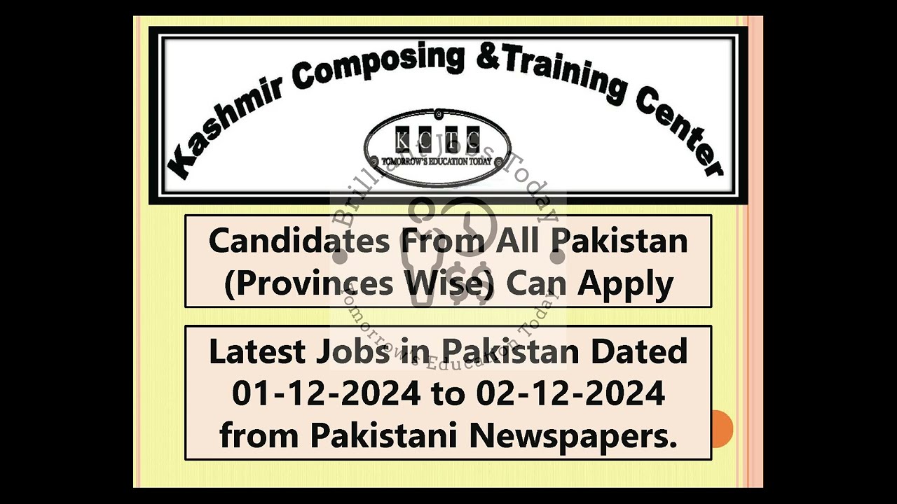 Daily Jobs Update: Latest Opportunities in Pakistan (01-12-2024 to 02-12-2024) #youtube
