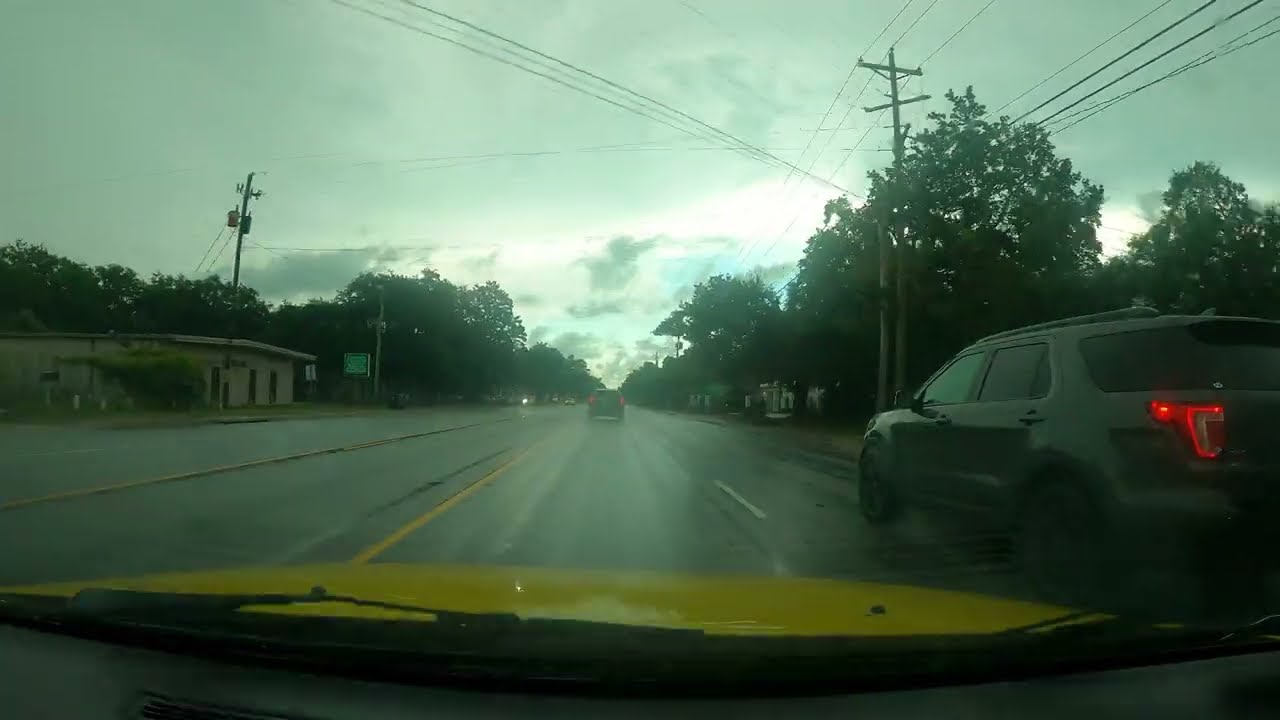 50 min drive in the drizzly rain in downtown Charleston South Carolina