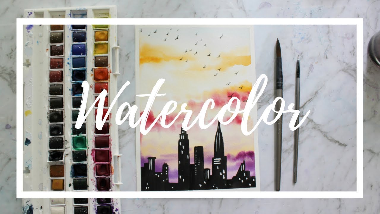 City Skyline Watercolor Painting | artbybee7 |