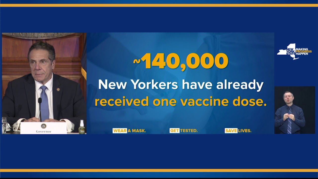 Governor Cuomo Announces 140,000 New Yorkers Have Received First Vaccine Dose