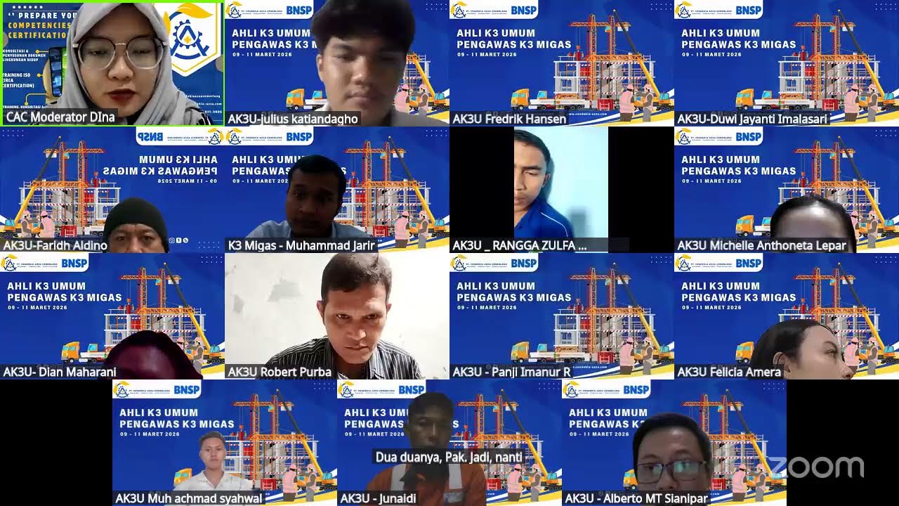 Training Ahli K3 Umum - Pengawas K3 Migas - 10 Maret 2026 - Sesi Siang