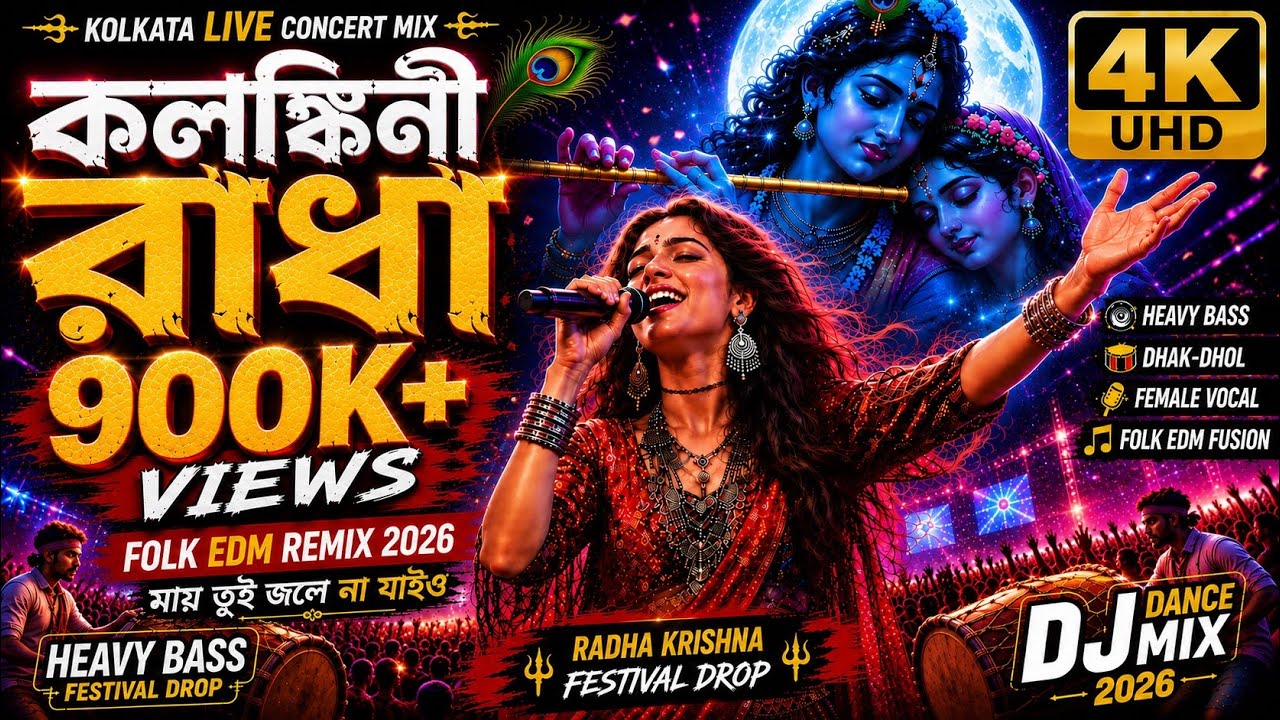 কলঙ্কিনী রাধা 🔥 Bengali Folk EDM Remix 2026 | Heavy Bass DJ Song | Radha Krishna Concert Mix