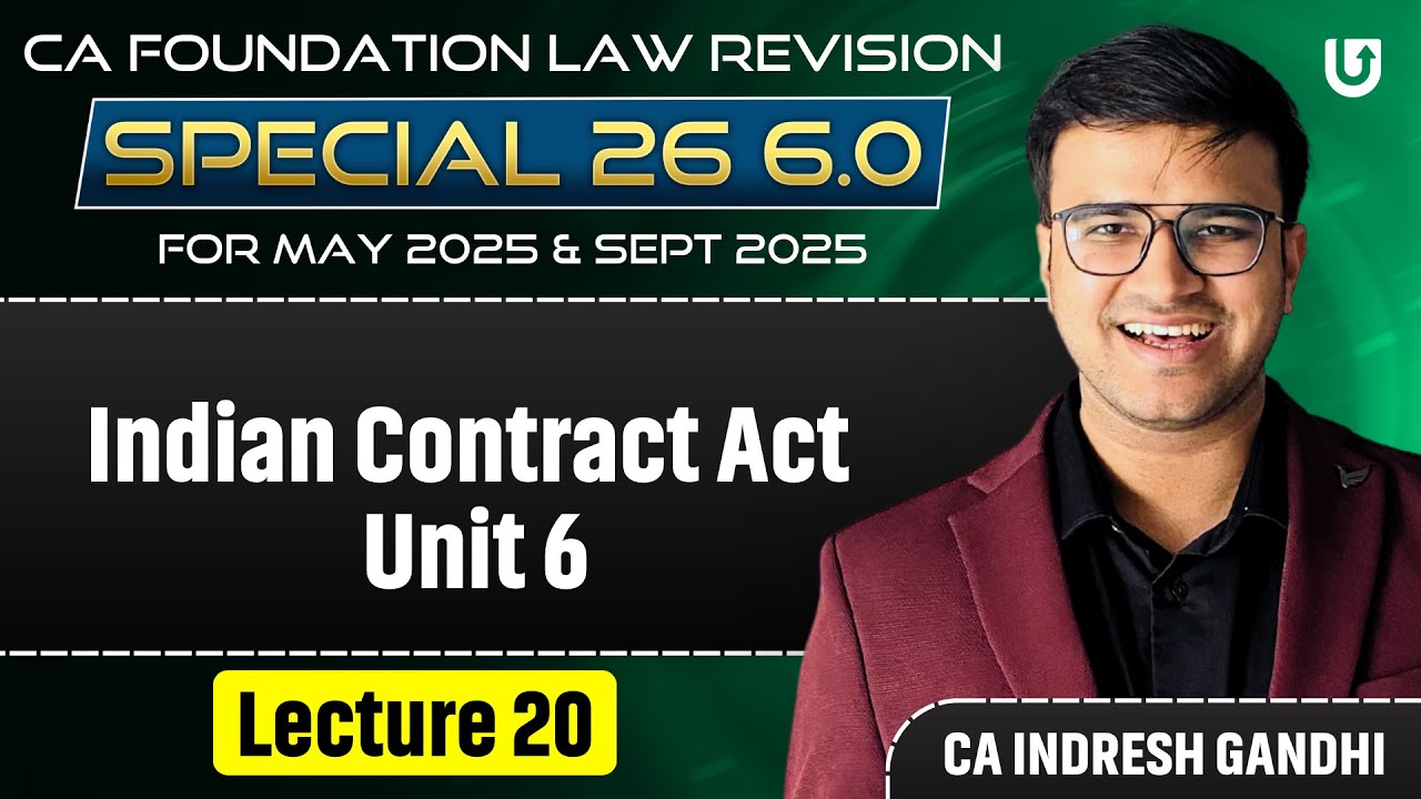 CA Foundation Law | Indian Contract Act 1872 Unit 6 |  One shot Revision | Indresh Gandhi