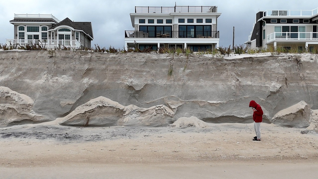Drone survey of nor'easter beach erosion in Holgate on New Jersey's LBI