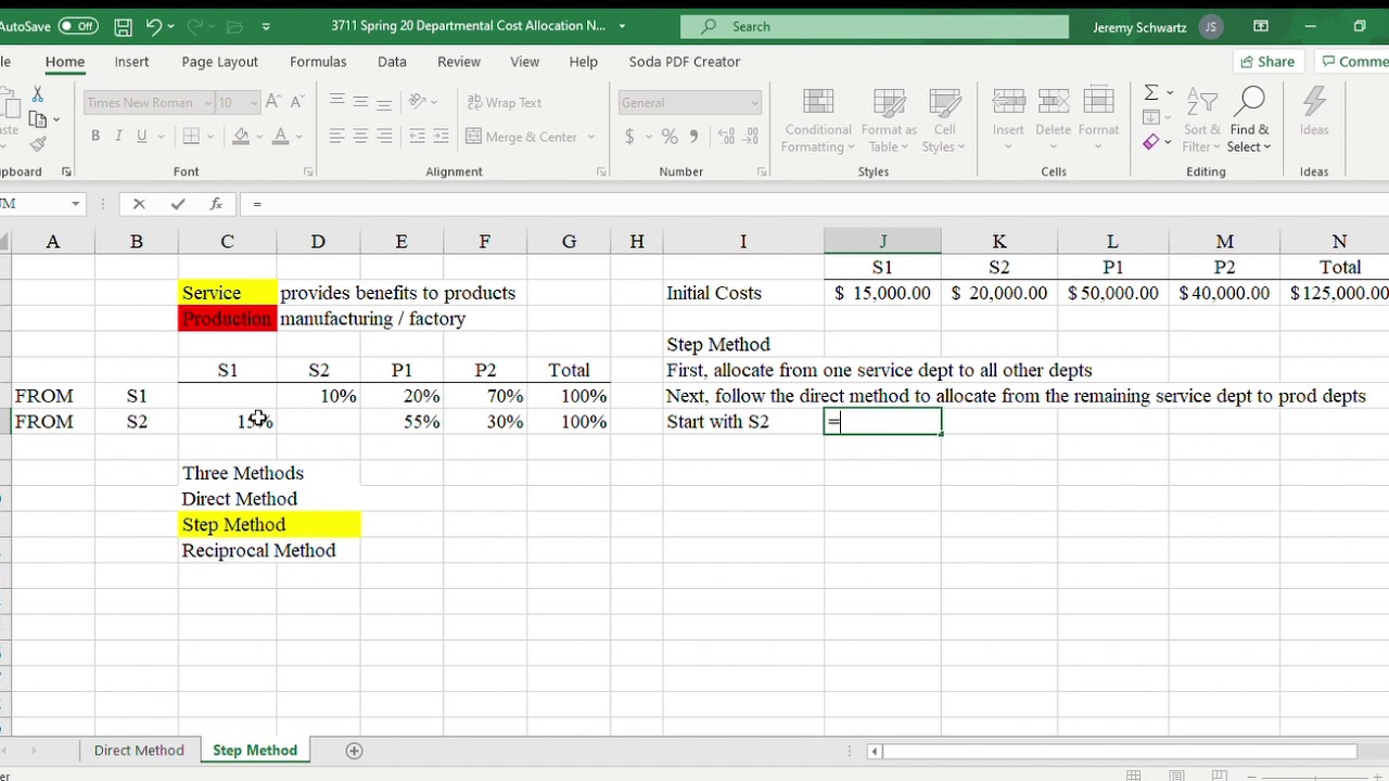 3711 Departmental Cost Allocation Notes   Step Method Part 1 of 2