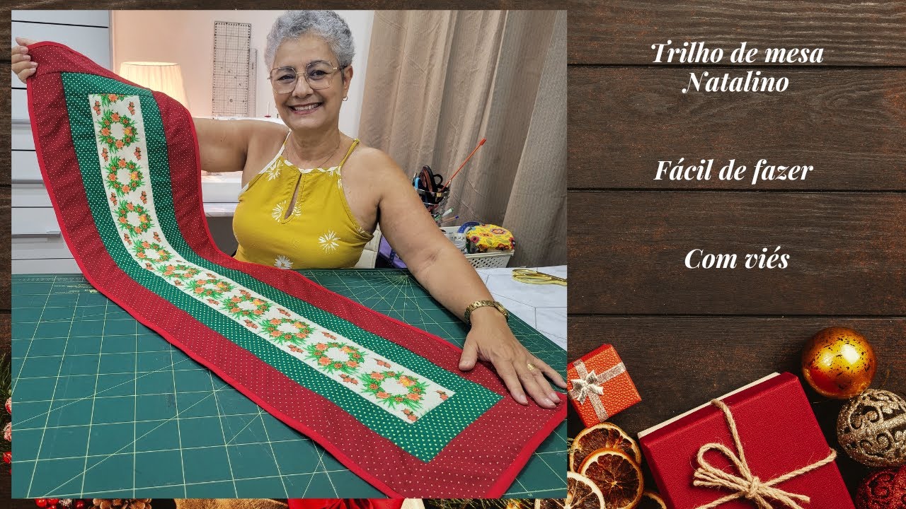 COMO fazer TRILHO de mesa NATALINO com VIÉS