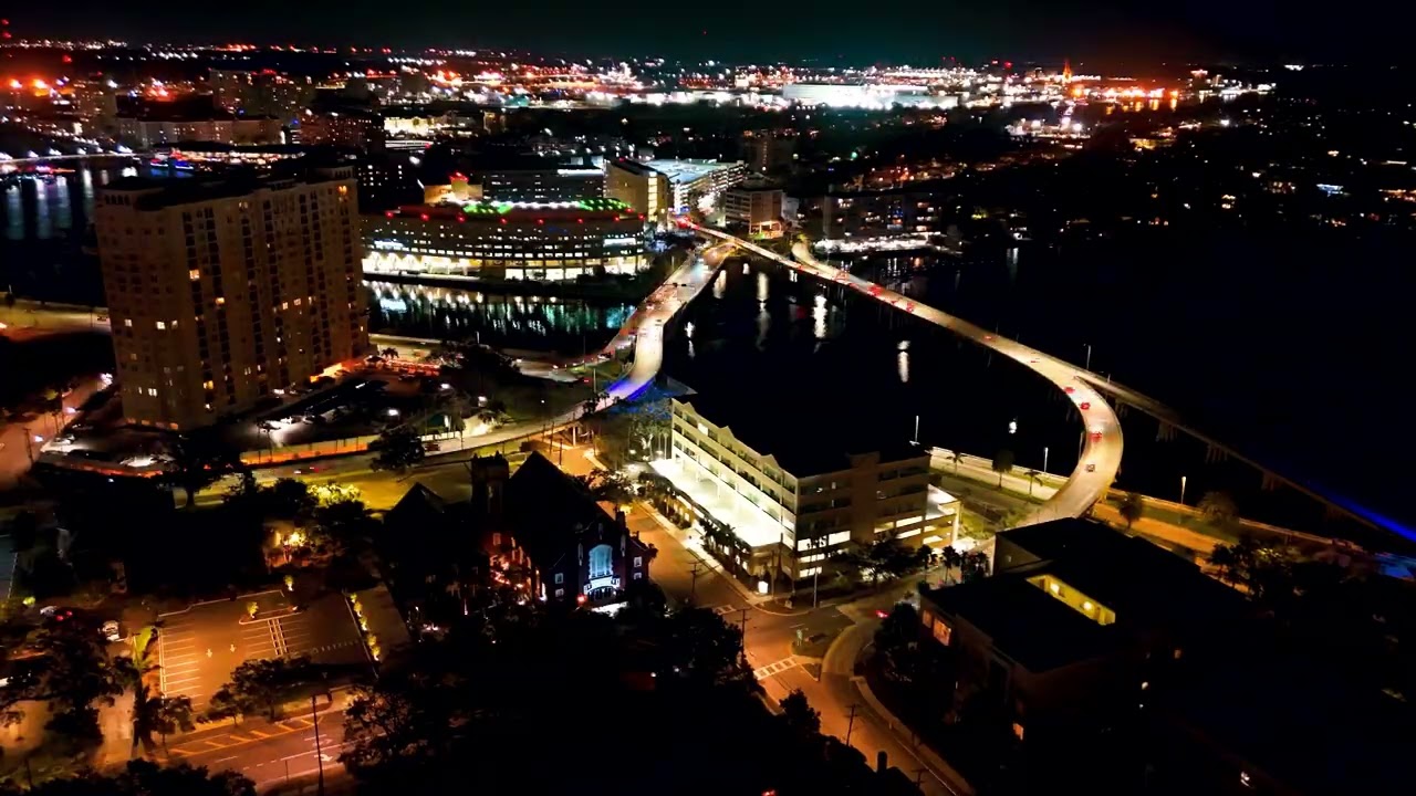 4k Drone Footage | Nighttime City Lights | Downtown Tampa Skyline