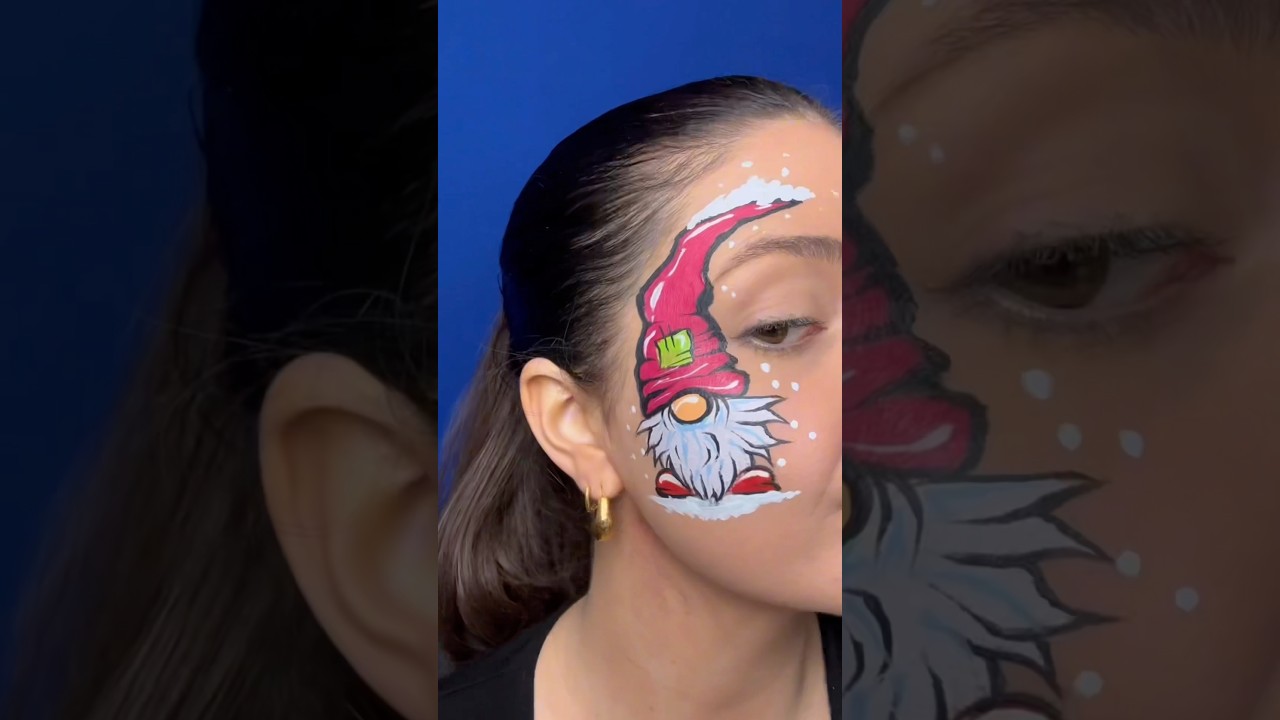 Christmas gnome face paint tutorial