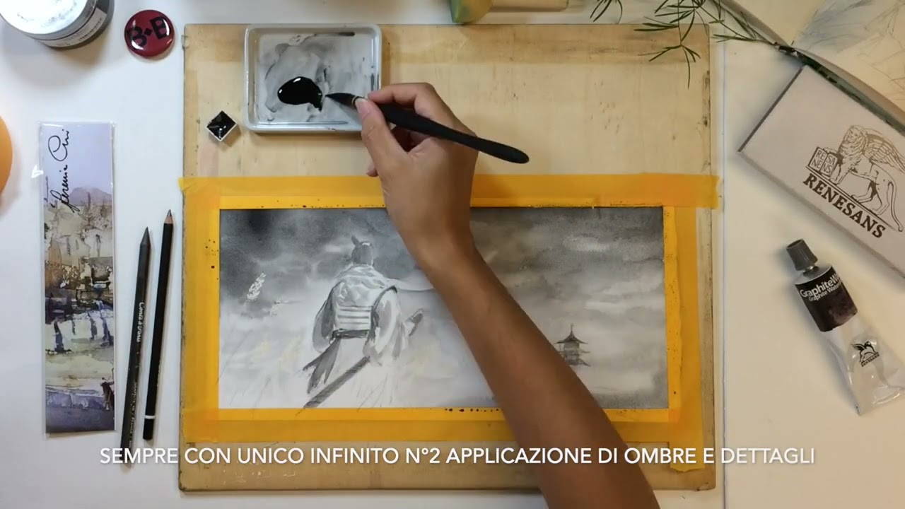 FOCUS ◉↡◉ PRODOTTO | SAMURAI con Grafite ad acquerello,  pennello UNICO Infinito e Rigger.