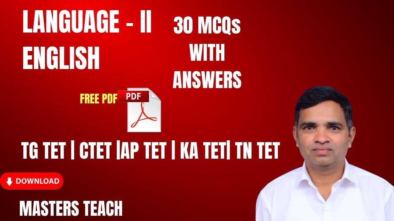 Language-II English 30 MCQs with Answers | TET DSC SET English Grammar | Masters Teach