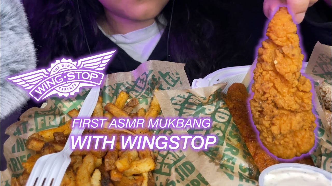 My First ASMR Mukbang with Wingstop! + New Post Schedule! (Eating Mouth Sounds, Whisper, Ramble) 🍗🍟🎧
