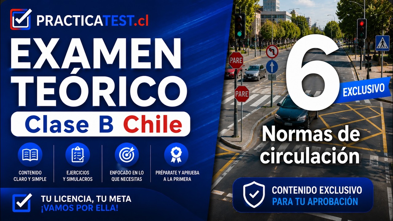 ✅ EXAMEN TEÓRICO DE CONDUCIR  CLASE B: TEMA 6 🚸 CONASET 🎦 TEST CLASE B DE EDUCACIÓN VIAL