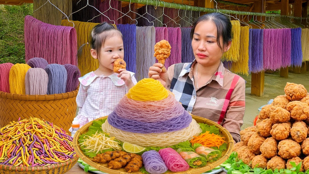 How to Make Traditional 5-Colour Rice Noodles - From Natural Ingredients to Sell | Ly Phúc An