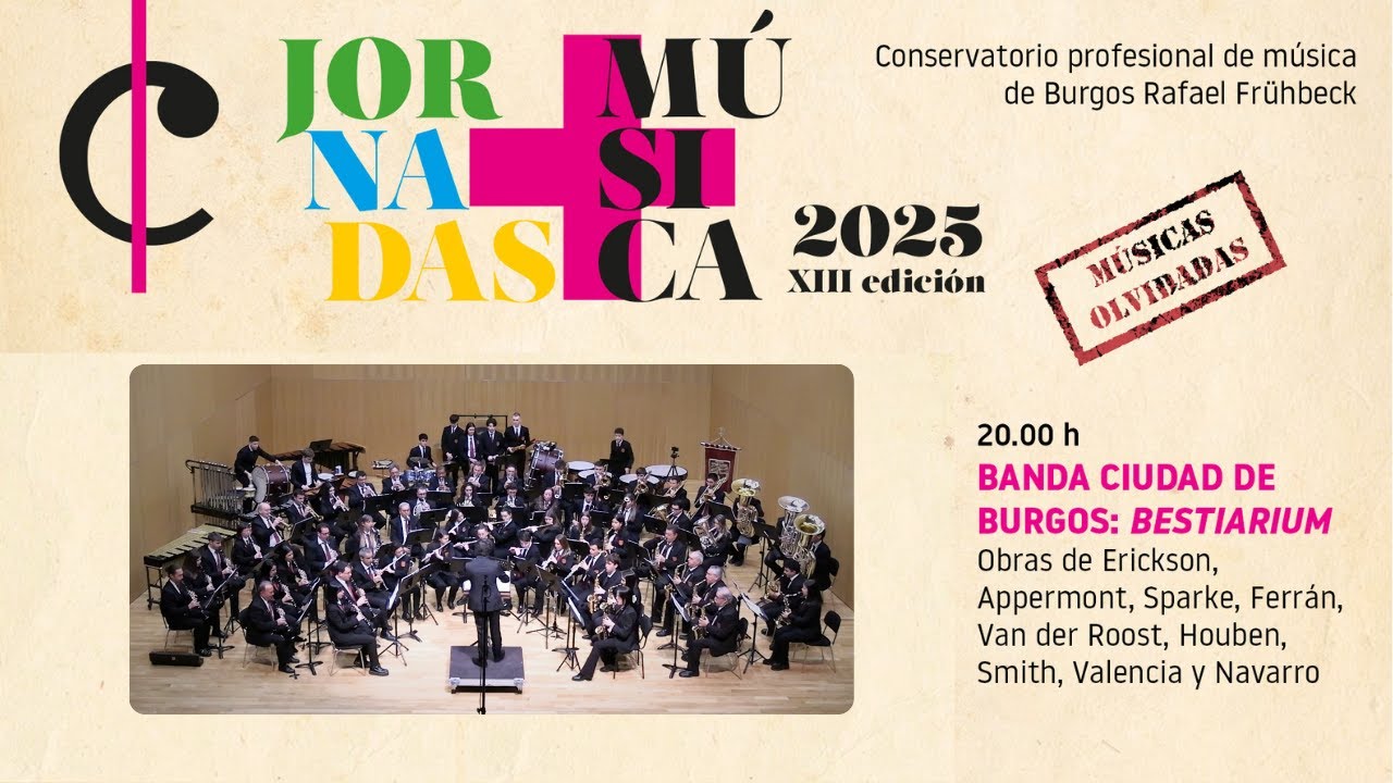 XIII Jornadas + Música - Jueves 6 de Marzo 2025 - 20h Banda Ciudad de Burgos 