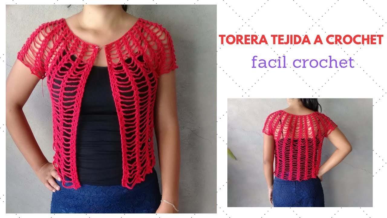Bolero o torera tejida a crochet // facil crochet