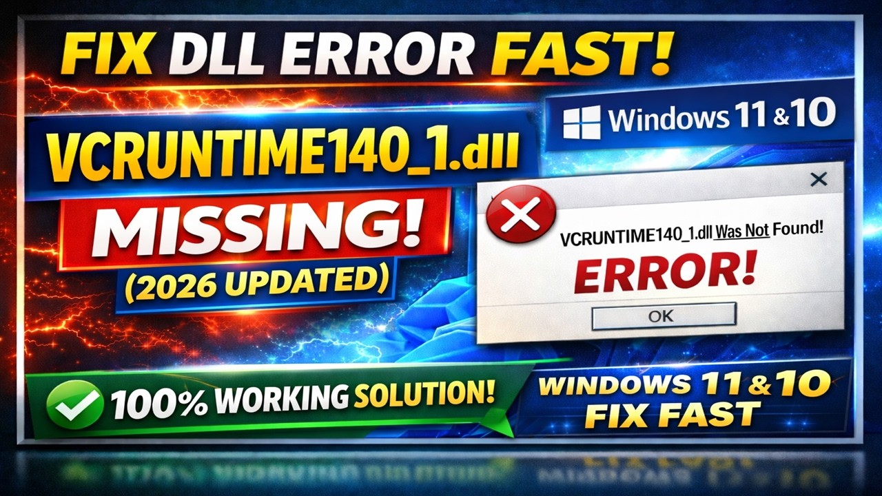 How to Fix VCRUNTIME140_1.dll Missing or Not Found Error in Windows 11/10 (2026 Updated Solution)