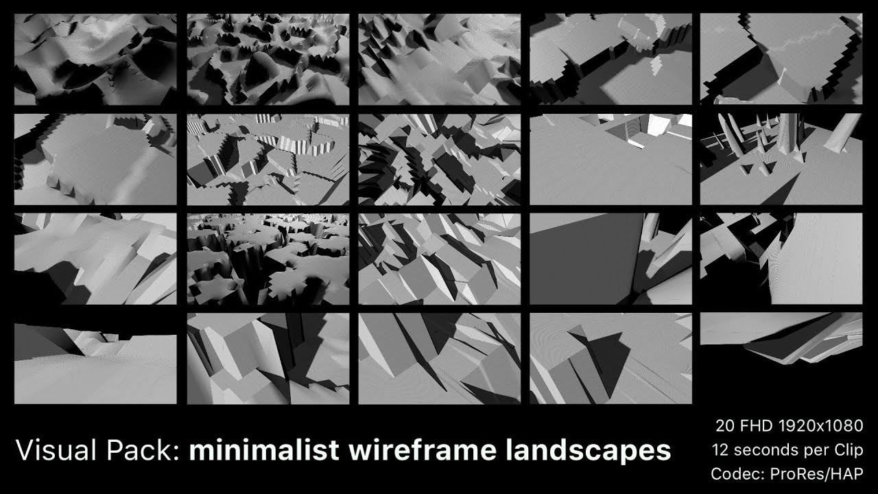 Visual vj Pack: minimalist wireframe landscapes