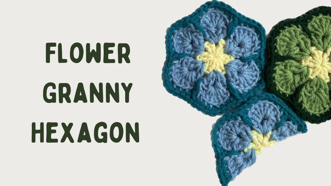 Full hexagon and half-hexagon tutorial | Crochet African Flower Granny Hexagon