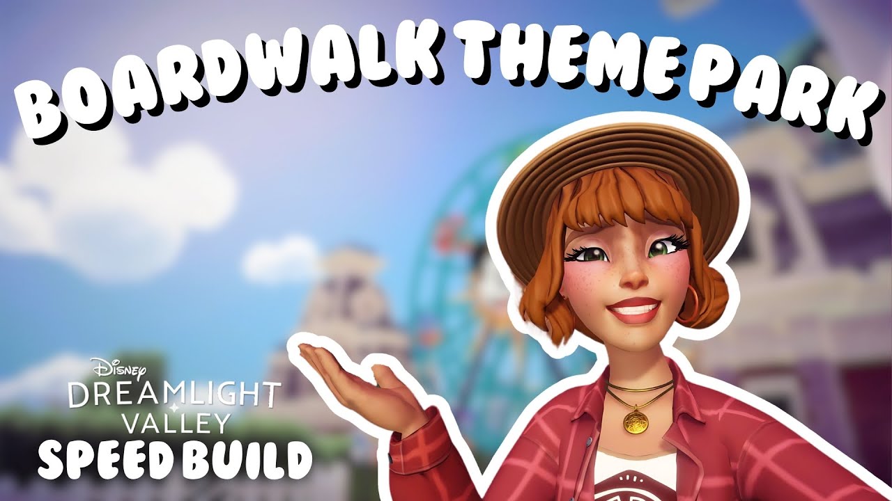 boardwalk theme park design in disney dreamlight valley - speed build