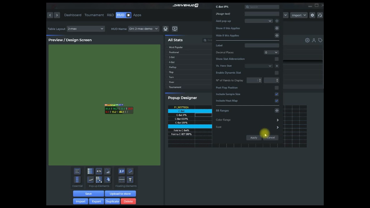 DriveHUD 2 - poker hud - build multiple custom popups