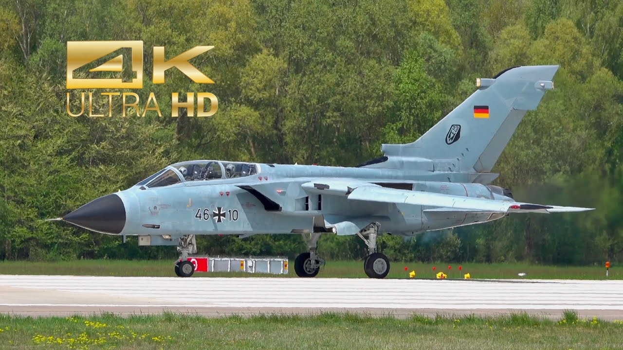 (4K) Panavia Tornado IDS Luftwaffe German Air Force 46+10 departure at Manching Airbase IGS ETSI