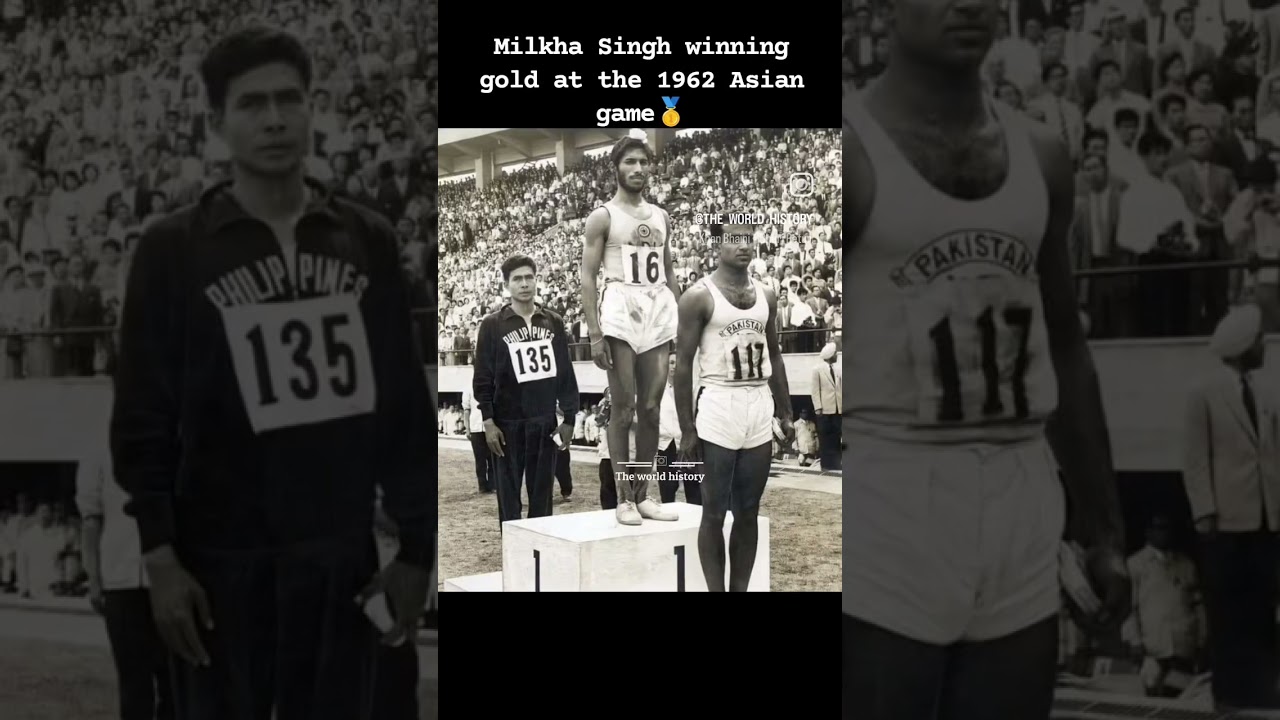 Milkha Singh winning gold at the 1962 Asian game #milkhasingh🇮🇳 #इतिहास #india #shorts #viral