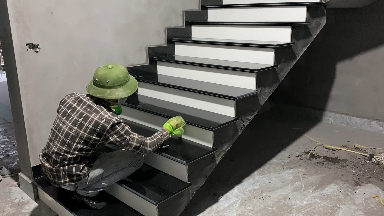 modern stairs installation technology black and white stone granite stair decoration ideas