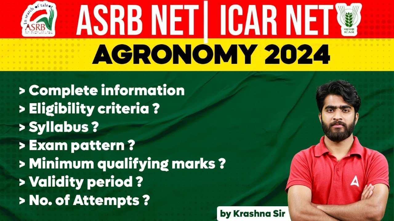 ASRB NET/ICAR NET | Agronomy Eligibility, Syllabus, Exam Pattern & Qualification | By Krashna Sir