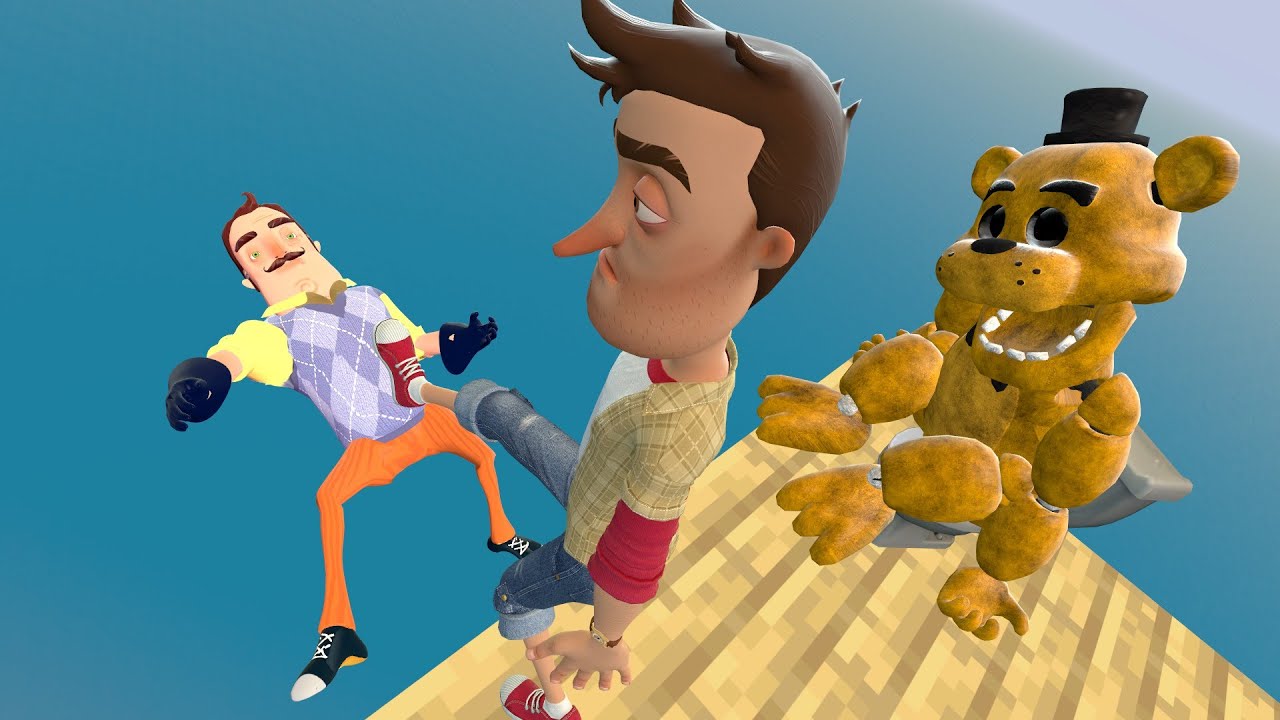 Hello neighbor ragdolls funny fails and jumps