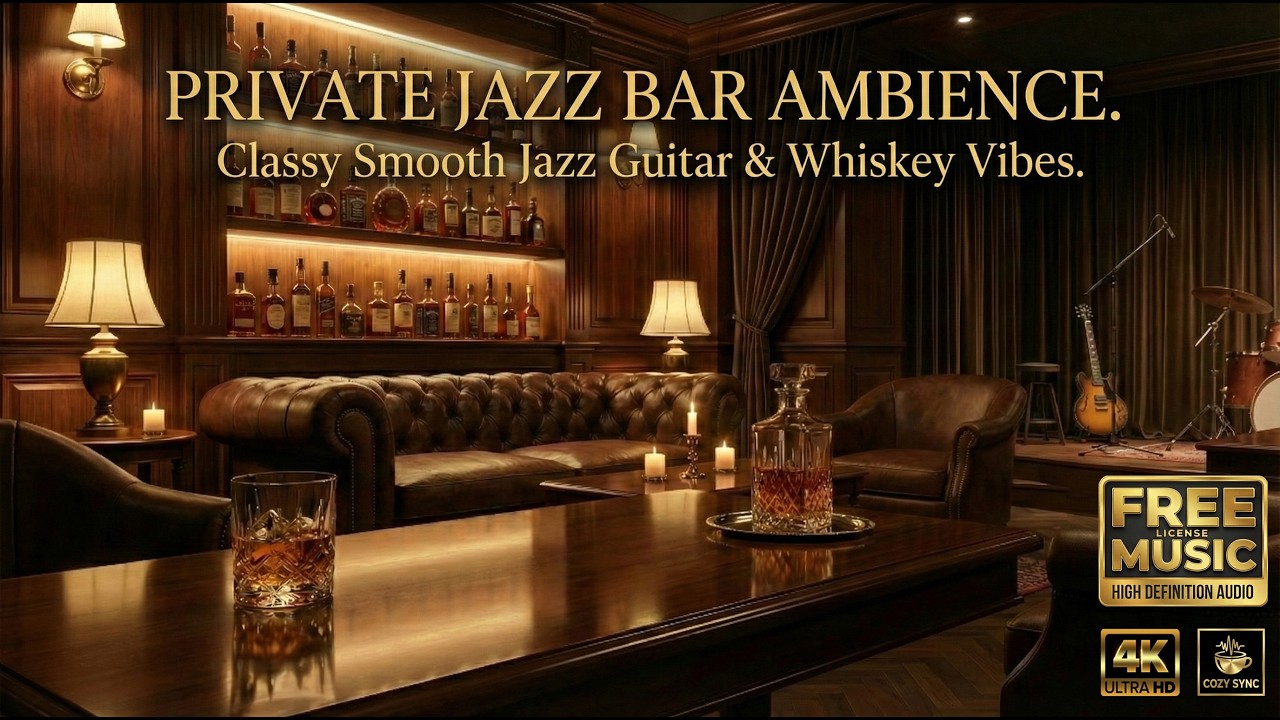 Private Jazz Bar Ambience 🥃 Classy Smooth Jazz Guitar & Whiskey Vibes