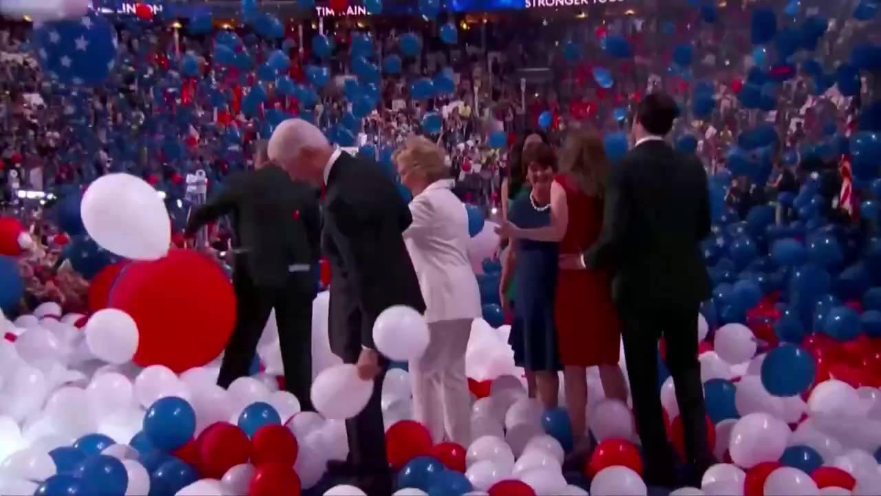 Watch the Clintons have a ball during the DNC balloon drop
