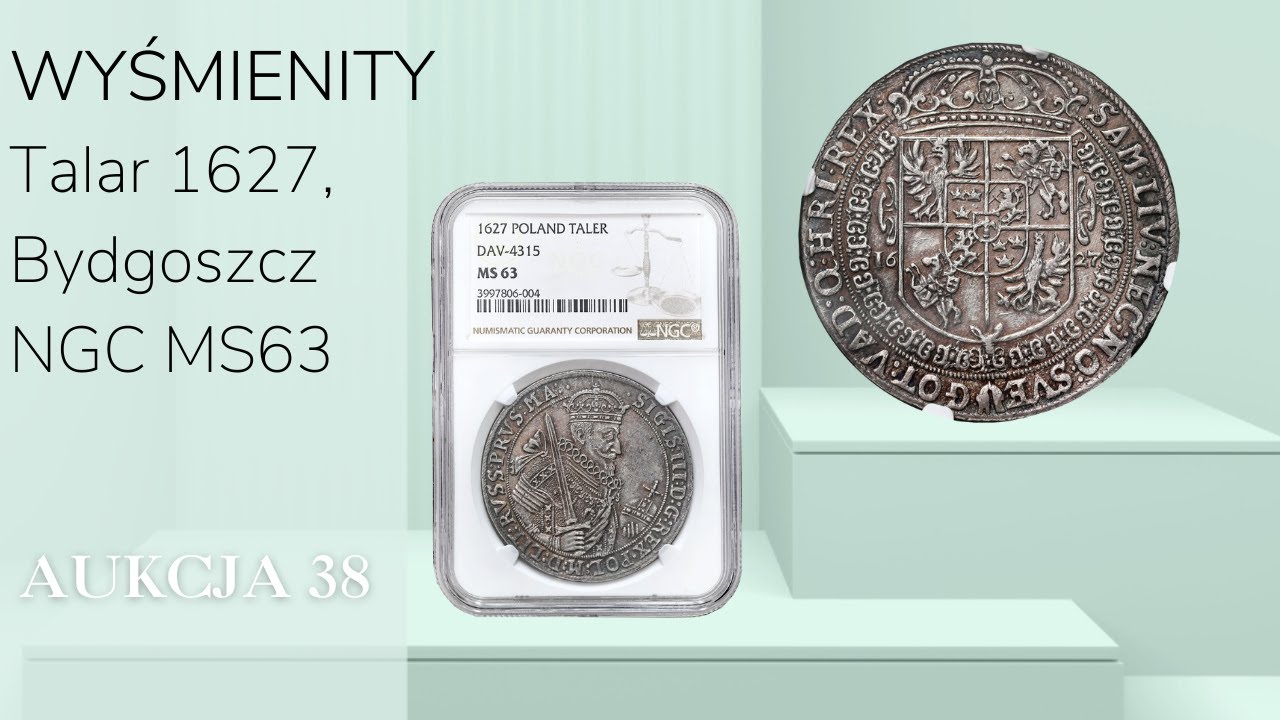 Niespotykanej urody talar Zygmunta III Wazy w amerykańskim gradingu NGC MS63 - Aukcja 38 Niemczyk