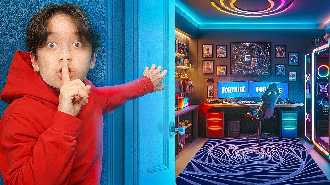 We Built Our Little BROTHER A Secret Gaming Room!!