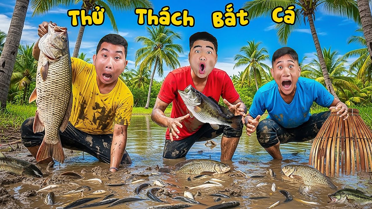 Gấu Đỏ TV - Thử Thách Bắt Cá Suối Bằng Tất Cả Các Dụng Cụ Trong 8 Tiếng