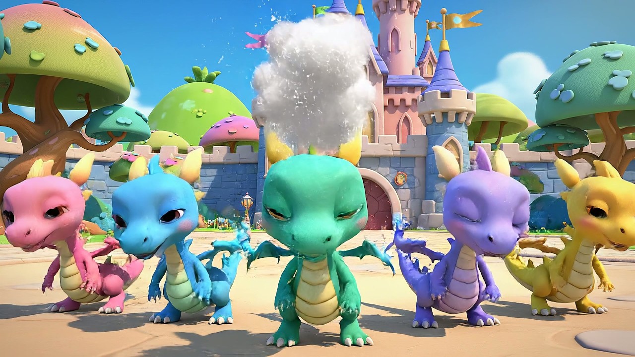 Cinco Pequeños Dragones de Juguete Puff Puff | Canciones de Fantasía y Rimas Infantiles