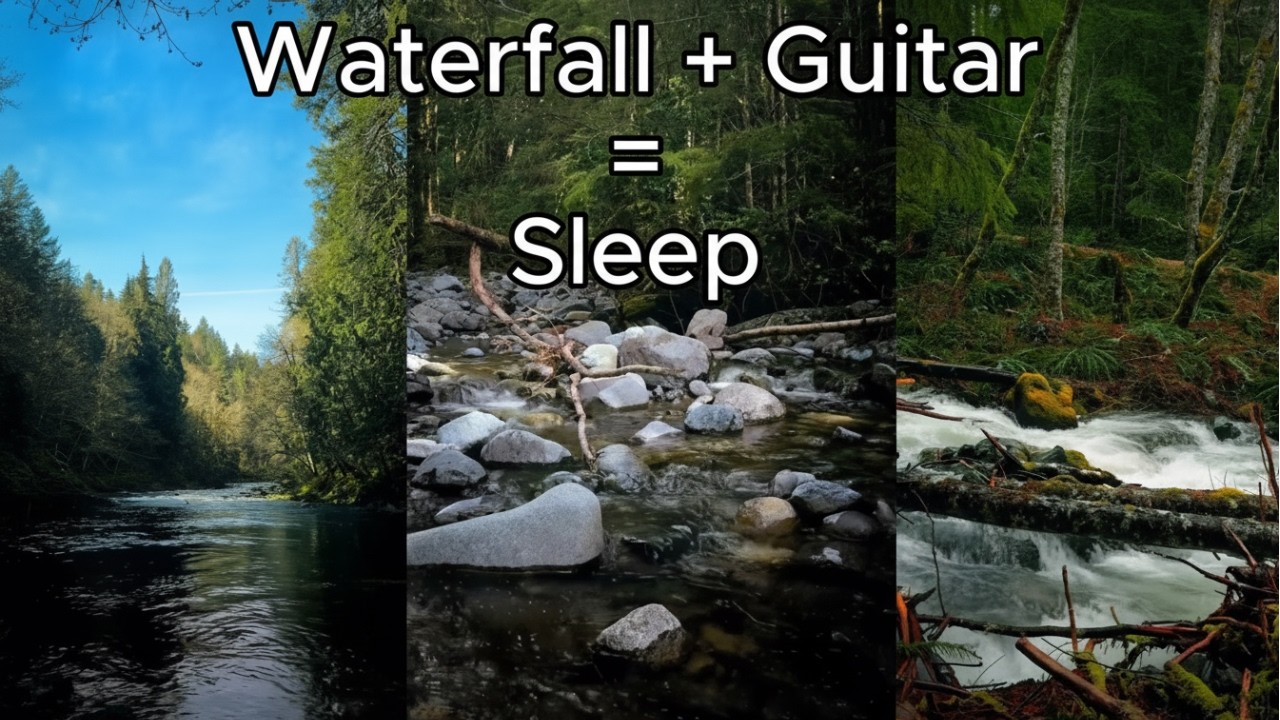 Waterfall  Sound + Guitar music Vol 4 #music #relaxingmusic #sleepmusic